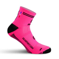 CHAUSSETTES RACING SILA - Courtes ROSE FLUO / NOIR Référence 2588 A-CHAUSSETTES SILA SPORTS 