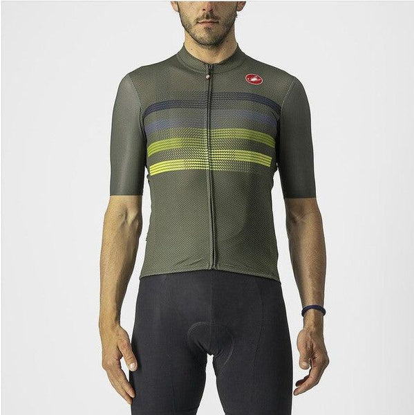 ENDURANCE PRO JERSEY 4522016-075 | MILITARY GREEN/BLUE-SULPHUR V-MAILLOT CASTELLI XS 075 | VERT MILITAIRE/BLEU-SOUFRE 