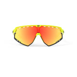 LUNETTES DEFENDER CADRE JAUNE FLUO GLOSS ET VERRES MULTILASER ORANGE PARE-CHOCS NOIRS E-LUNETTES RUDY PROJECT 