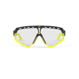 LUNETTES DEFENDER /MONTURE NOIRE MATE ET VERRES IMPACTX-2 PHOTOCHROMIQUES TRANSPARENTS À NOIR LASER PARE-CHOCS JAUNE FLUO E-LUNETTES RUDY PROJECT 