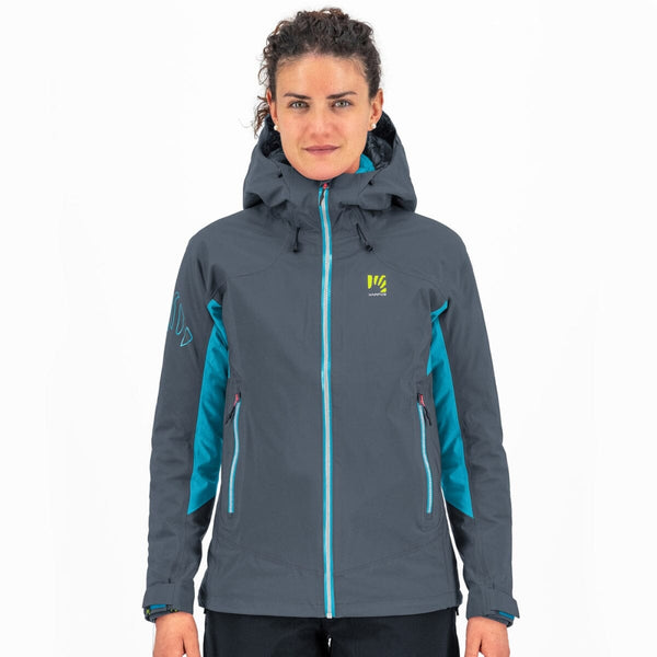 STORM EVO W JACKET DARK SLATE/BLUE ATOLL | 2501036-091 Shell technique à trois épaisseurs avec coutures scellées qui vous permet de faire face à toutes les conditions météorologiques hivernales défavorables. V-JACKET KARPOS 